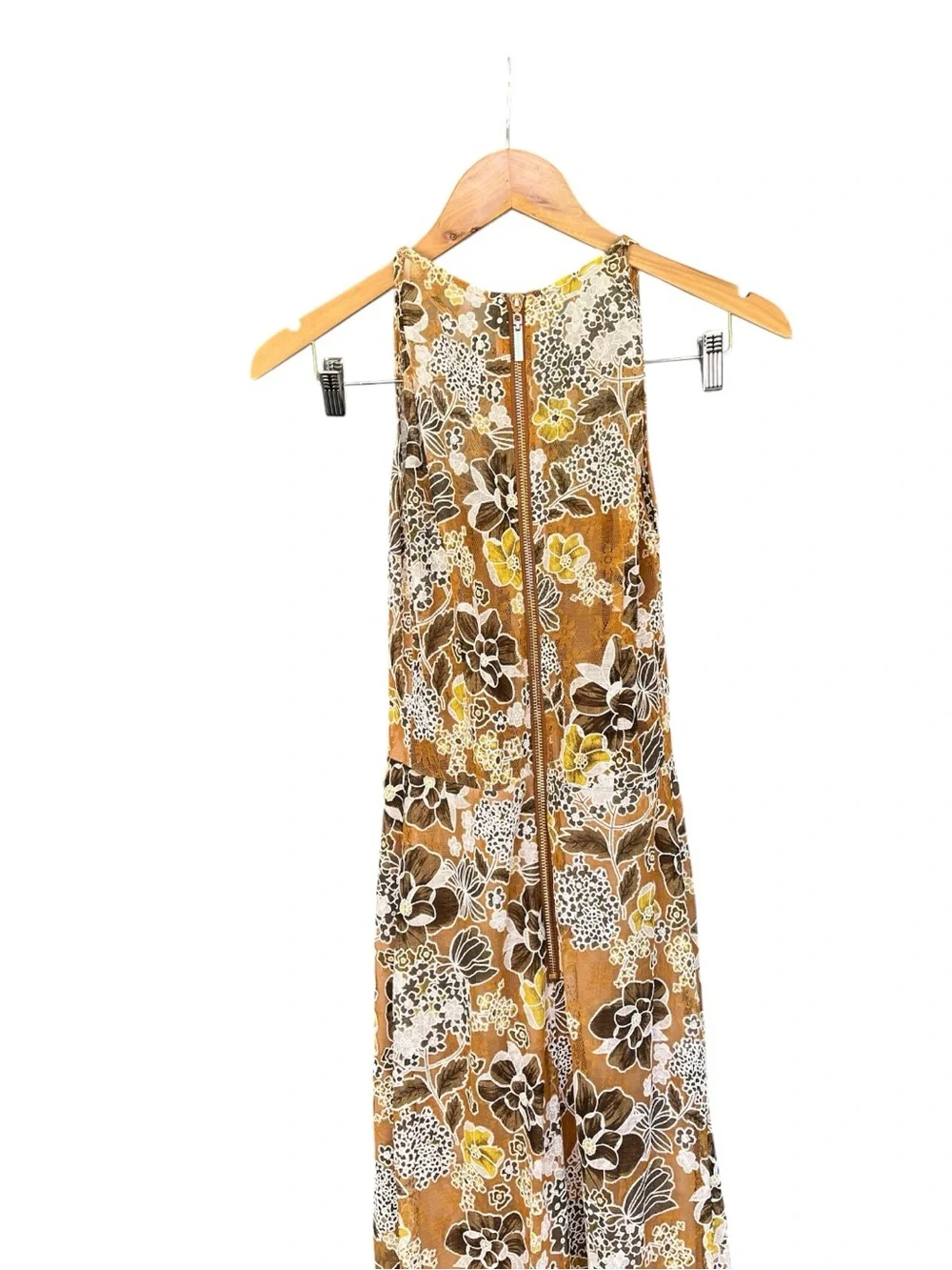Bronx and Banco Sicilia floral Ruffle Dress in brown gold white Multi S - Picture 8 of 11